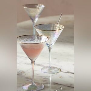 Anthropologie NWT/NIB Zaza Iridescent Martini Glasses, Set of 2
